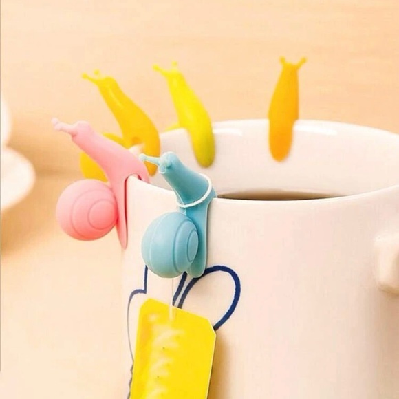 5 Piece Cute Snail Shape Silicone Tea Bag Holders Mug Kitchen New Candy Colors - Picture 2 of 6